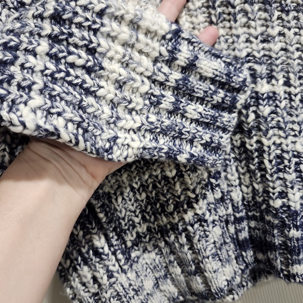 Sundance Women's Chunky Knit Zip Up Sweater Blue White Marled Collared Size S - Picture 8 of 15